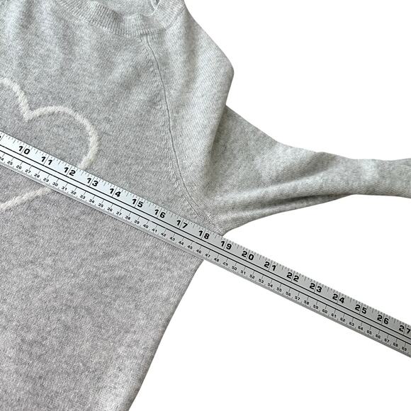 The White Label Company Heart Sweater Women's XS Heather Gray 100% Cashmere Knit - Picture 9 of 11